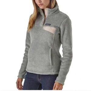 Patagonia t snap gray ivory pocket pullover fleece